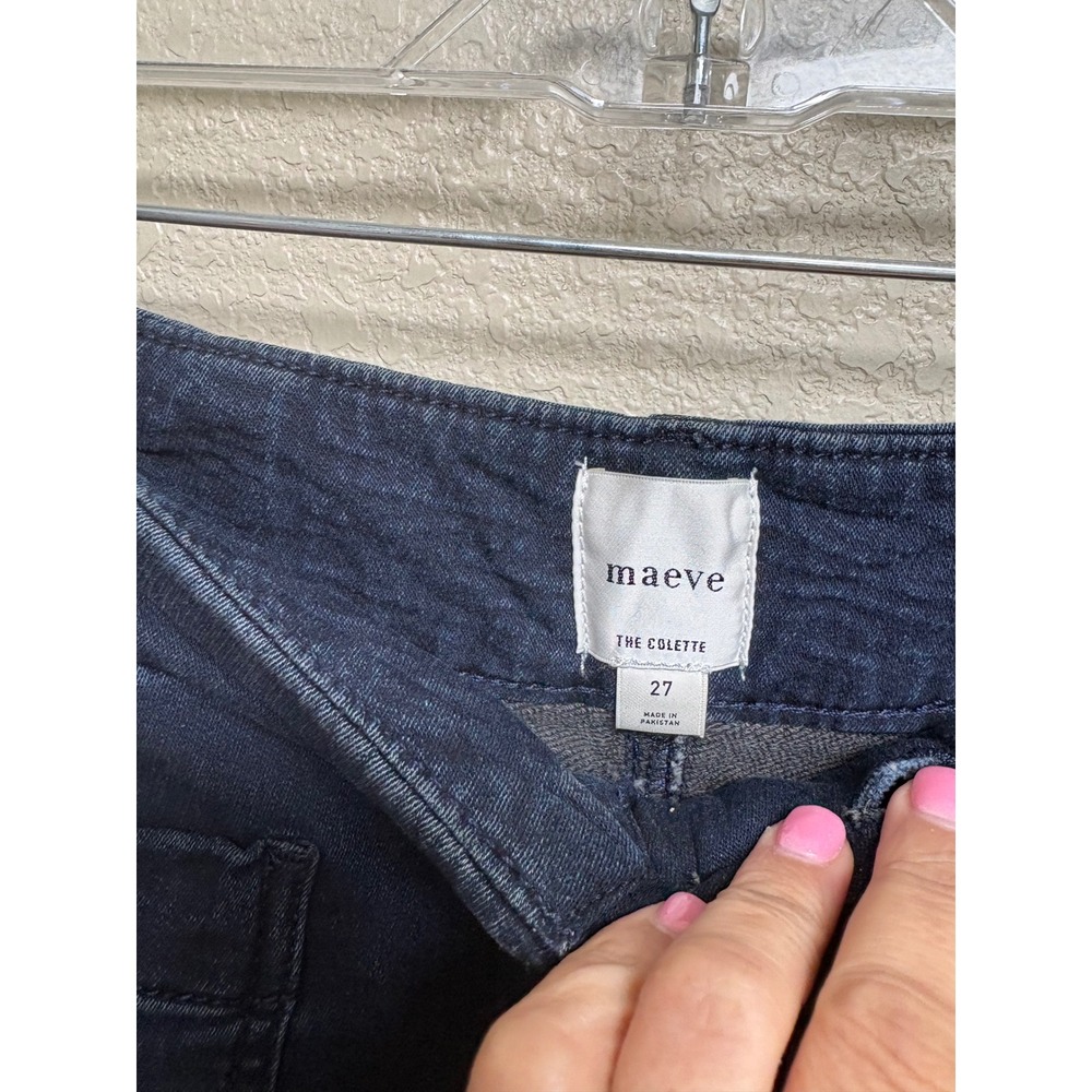 Maeve Anthropologie The Colette Cropped Wide-Leg Jeans Navy Blue 27 High Rise - Picture 6 of 10